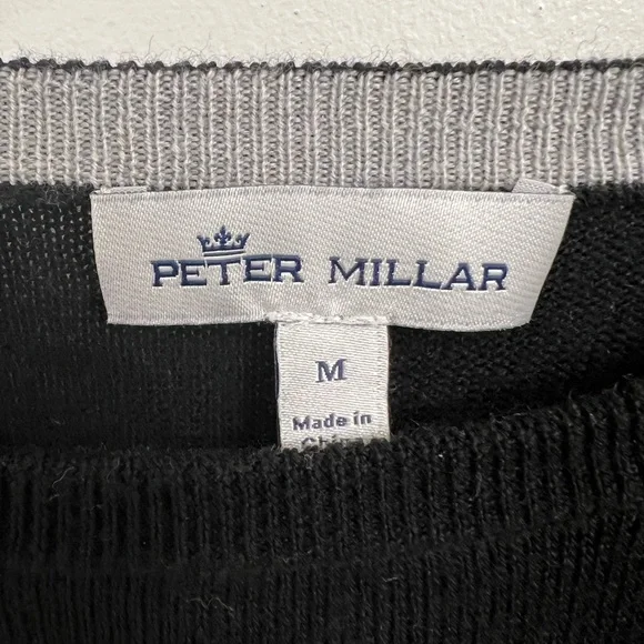 Peter Millar Black Crewneck Merino Wool Sweater - Picture 2 of 4
